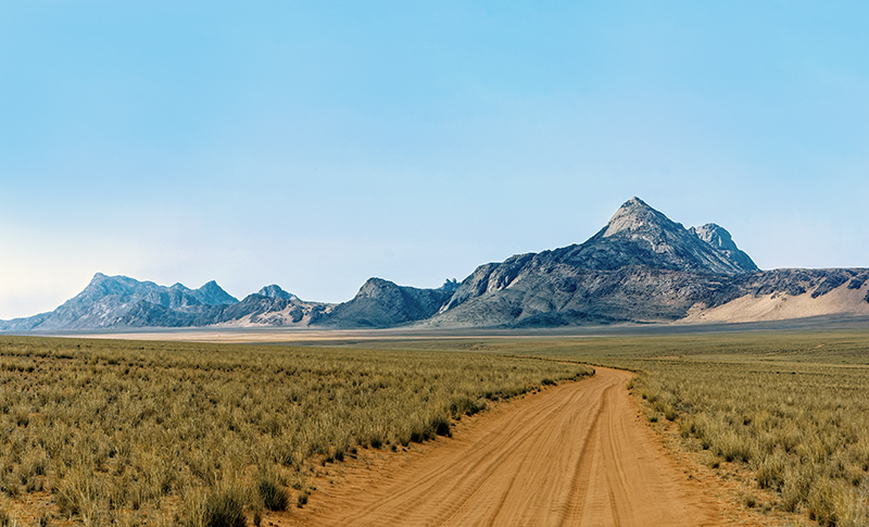 Carretera de arena en Namibia