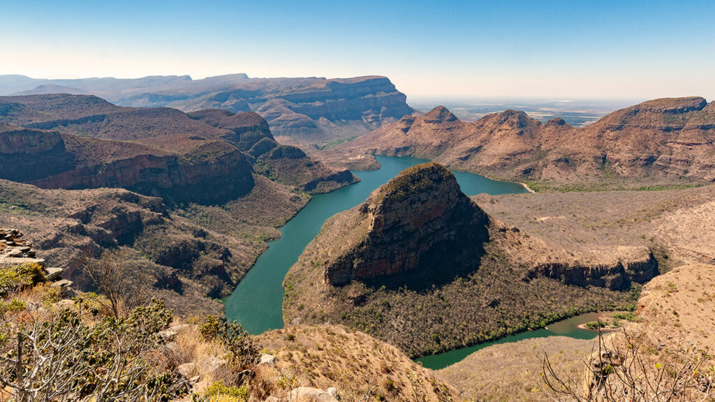 Vista de los Three Rondavels en la Ruta Panorama durante un viaje a Sudáfrica